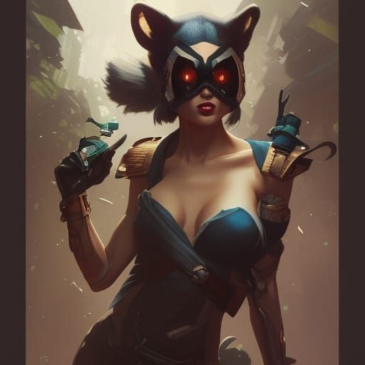 Raccoon Rogue Portrait in Hyperdetailed Style