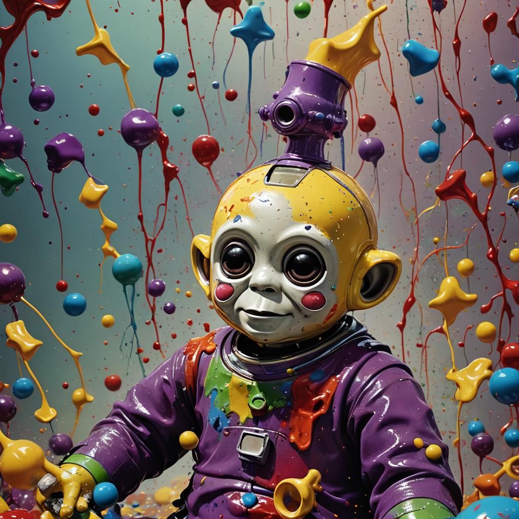 Hyperrealistic Teletubby Demise in Splash Art Style