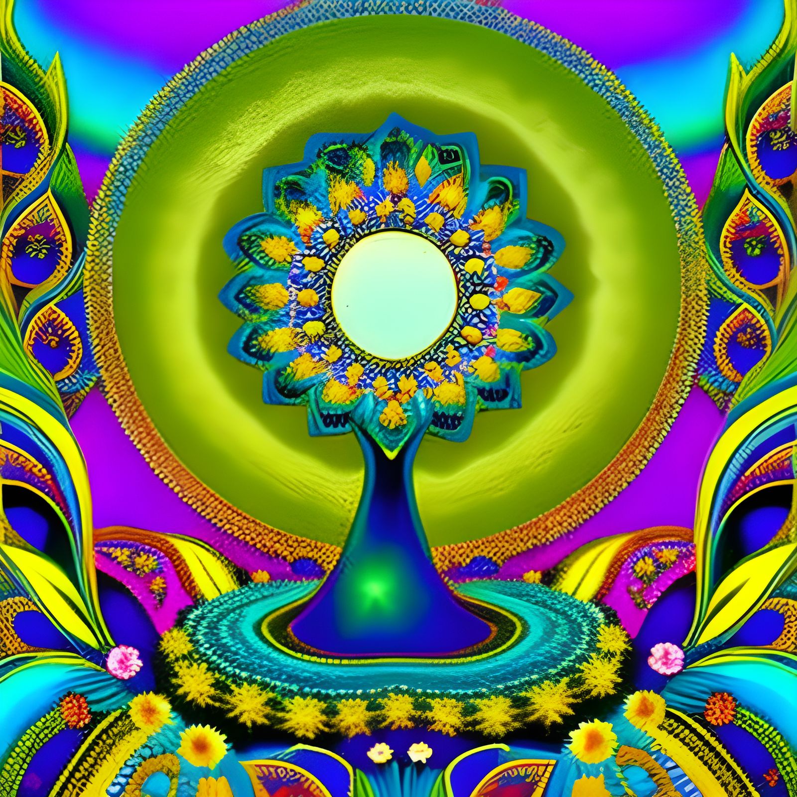 Surreal Moon Flower Garden on Sun and Moon Bed