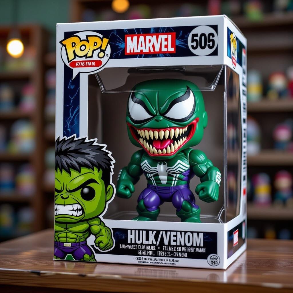Hulk Venom Funko Pop Toy in Dilapidated Landscape