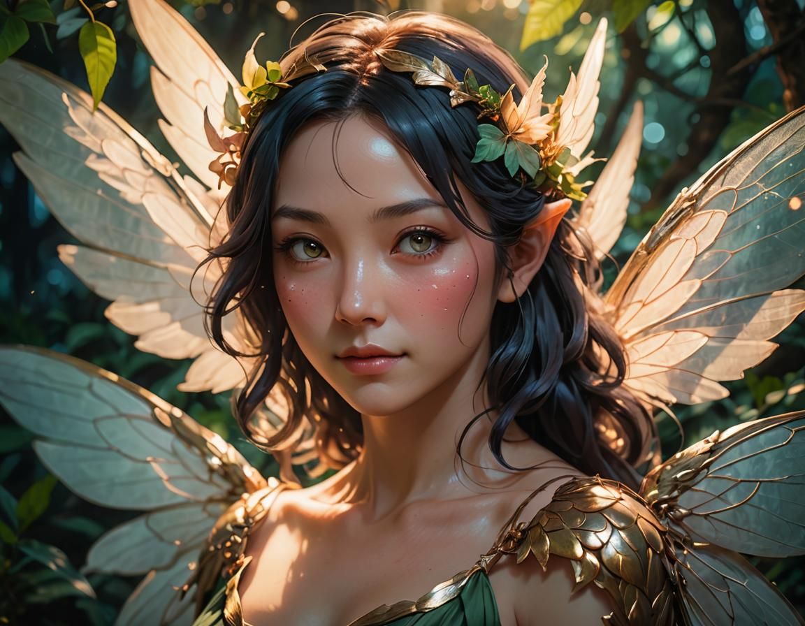 Elegant Fairy Portrait in Painterly Anime Style
