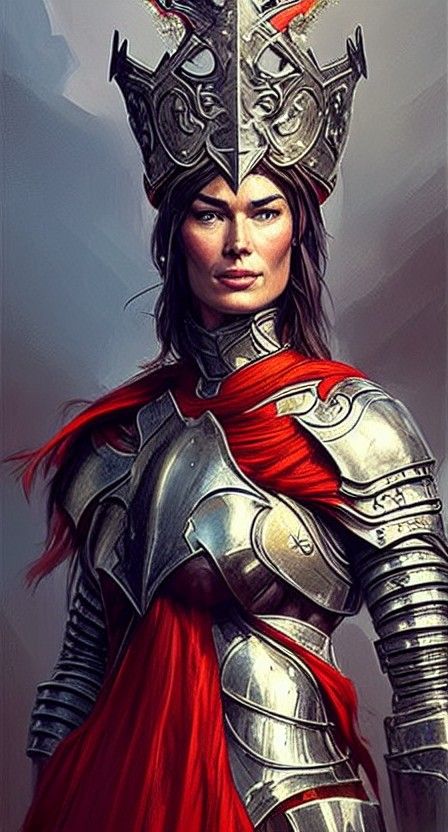 Amazonian Knight Portrait in Detailed Splash Art Style