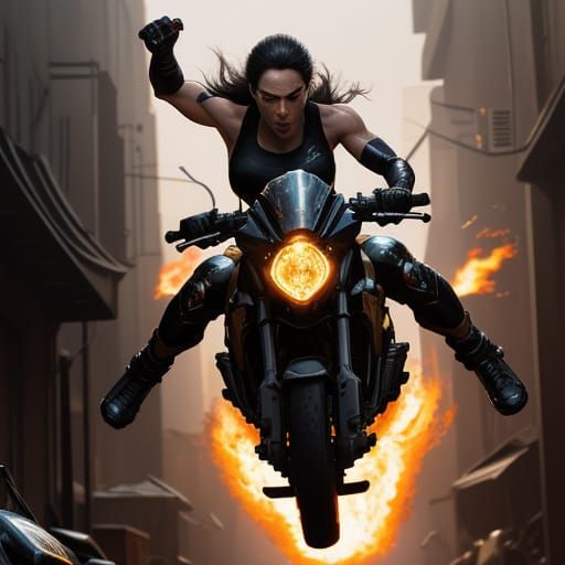 Stuntwoman's Explosive Jump in Cinematic Action Scene