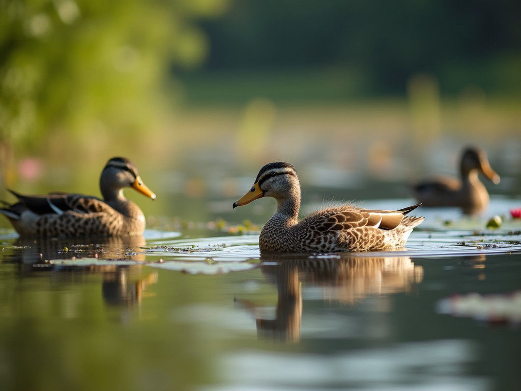 Serene Ducks on a Tranquil River