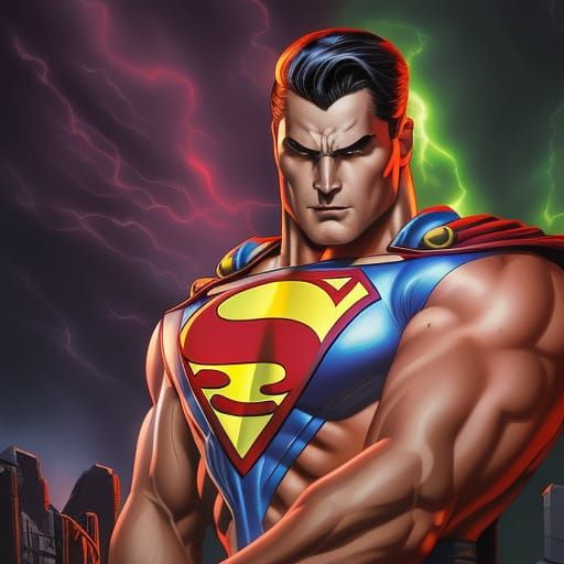 Superman Comic Book Art in Digital Style