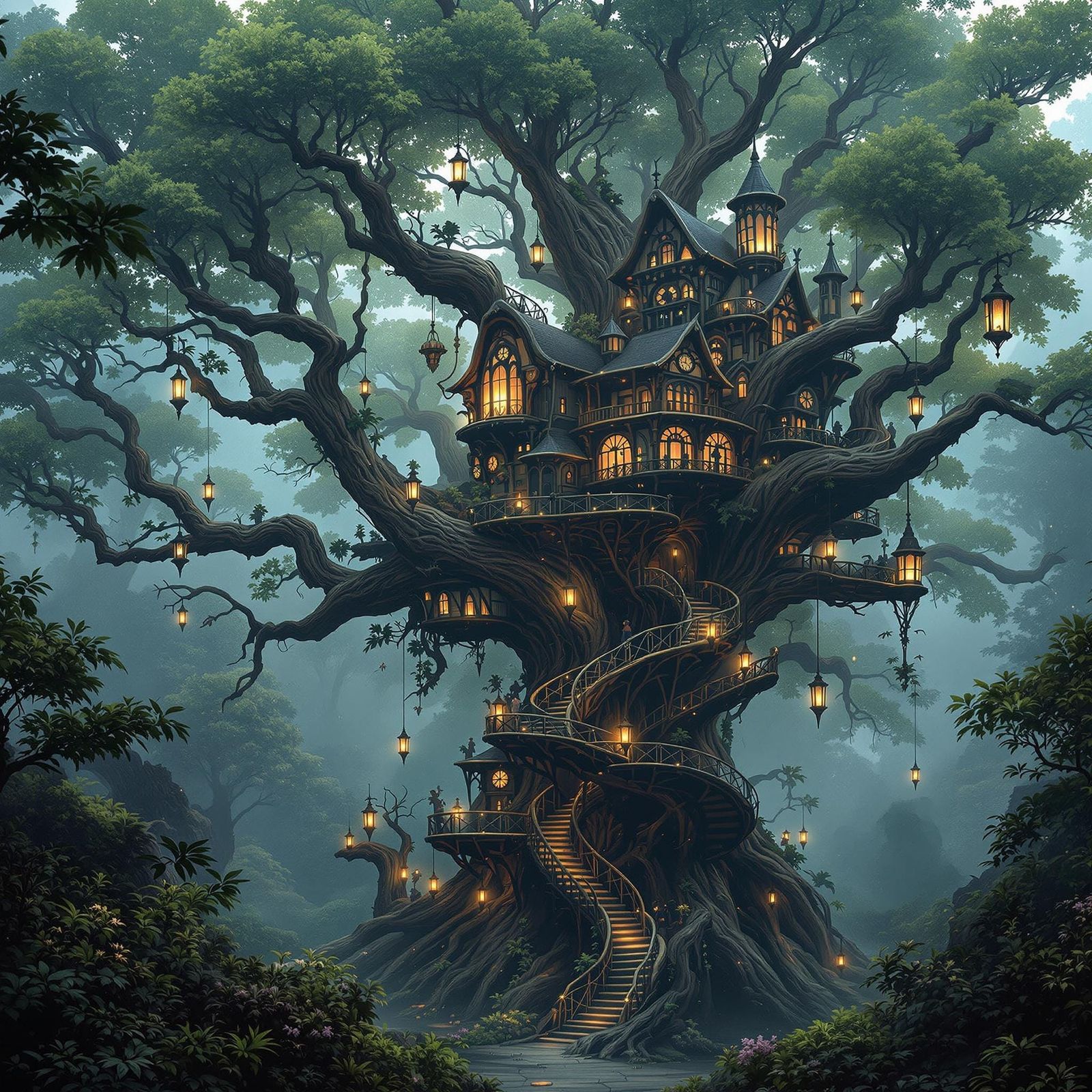 Majestic Treehouse Mansion Amidst Primeval Forest