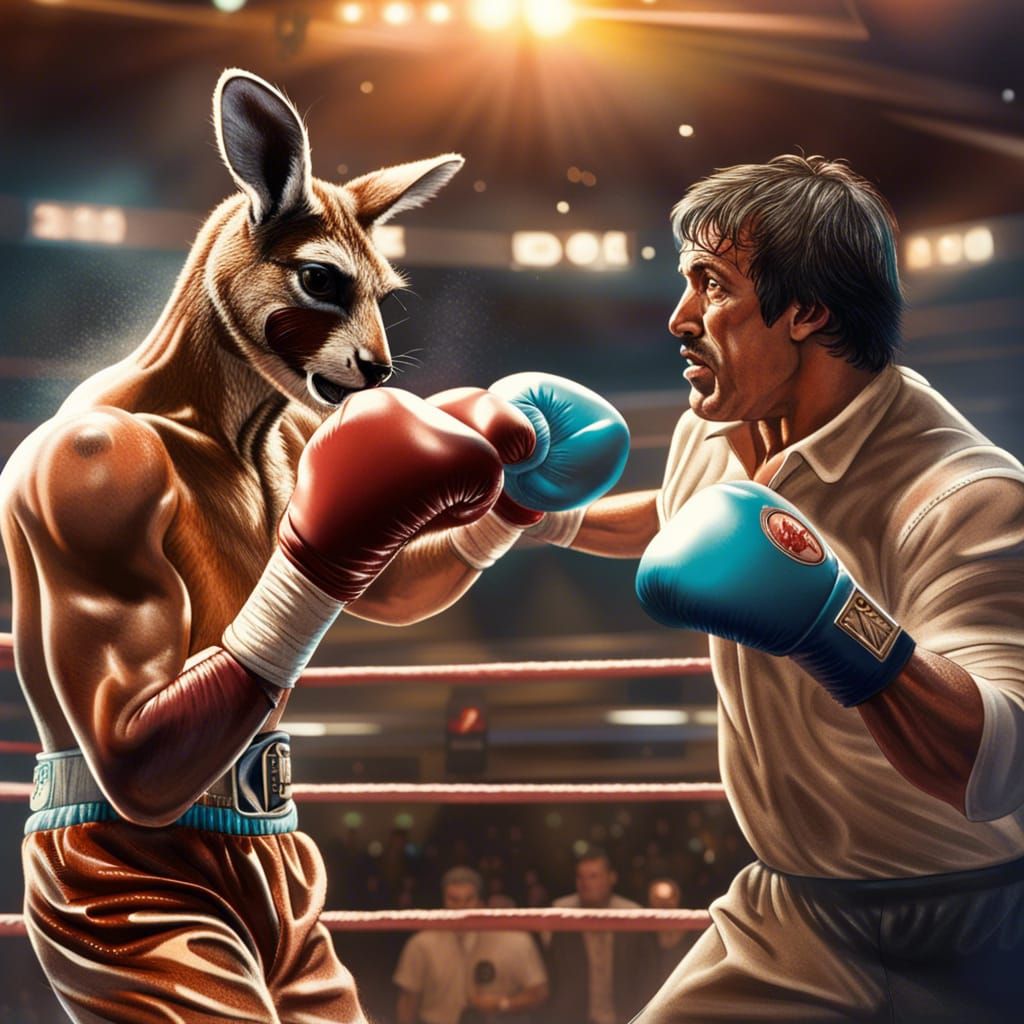 Kangaroo Jack vs Rocky Balboa: Hyperrealistic Boxing Match