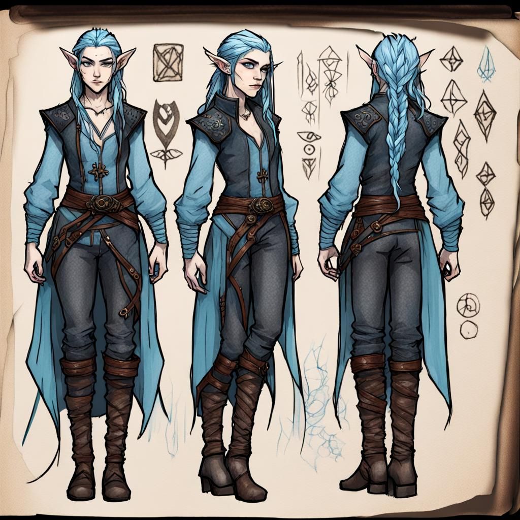 Gritty Sketch of Morgana Avalon Character Sheet