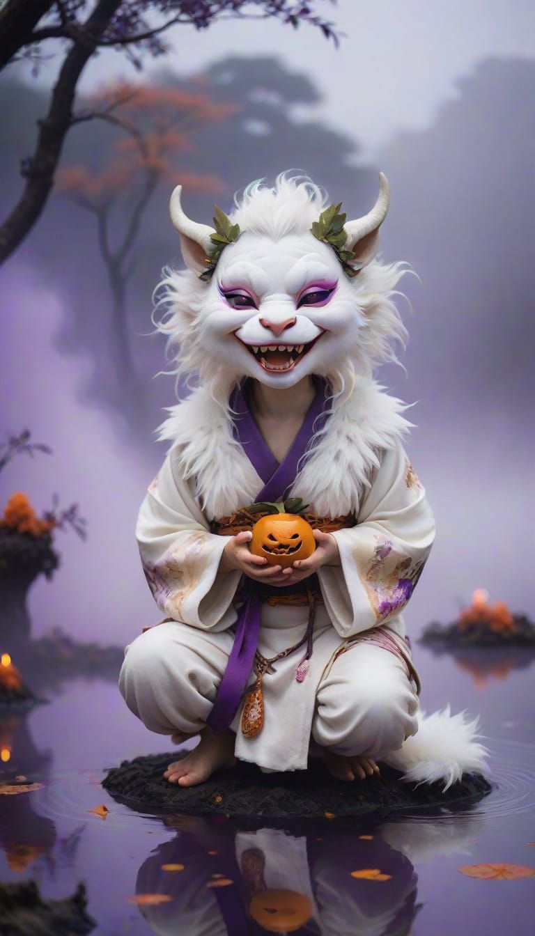 Whimsical Dryad Chimera Delights in Traditional Japanese Att...