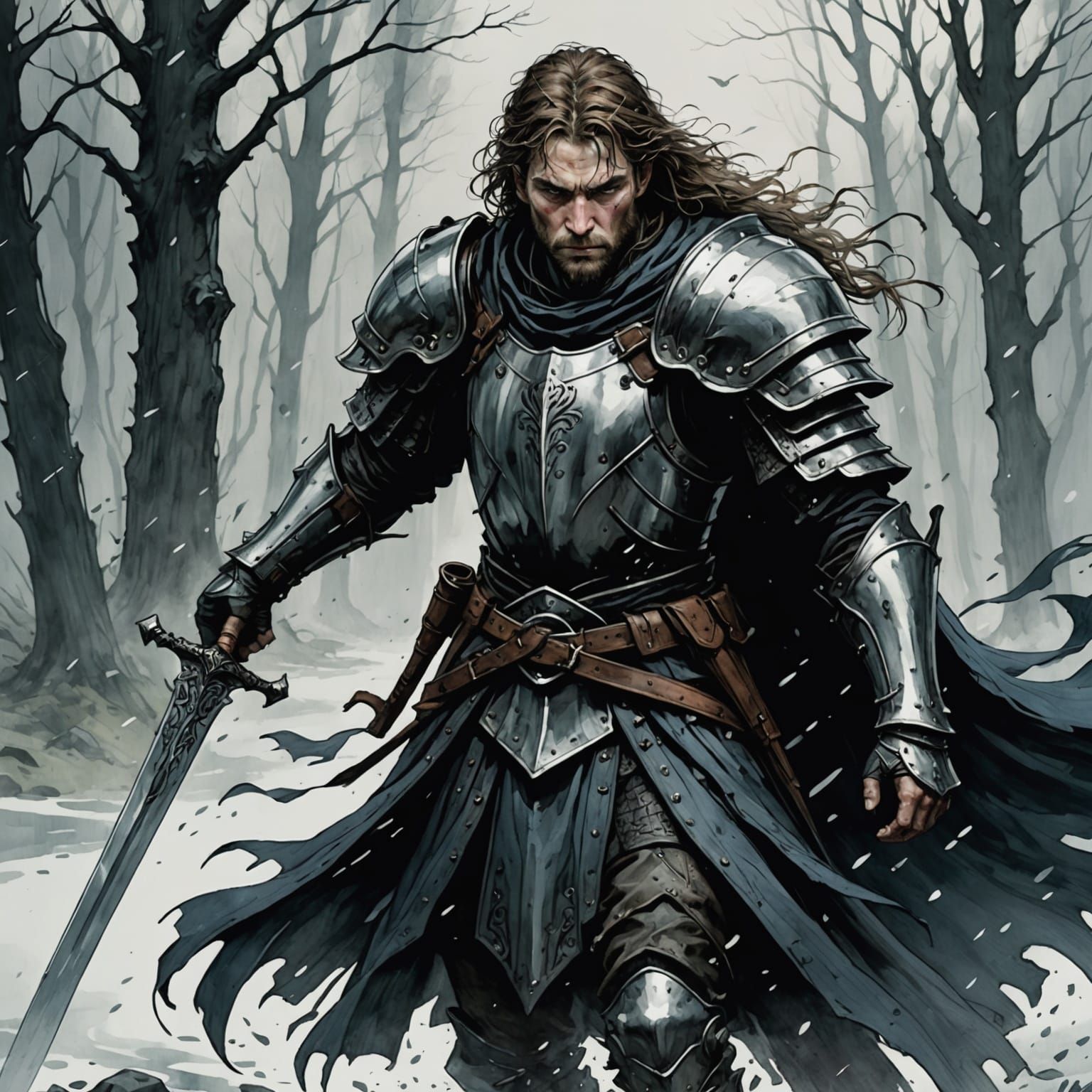 Paladin in Ominous Storybook Style