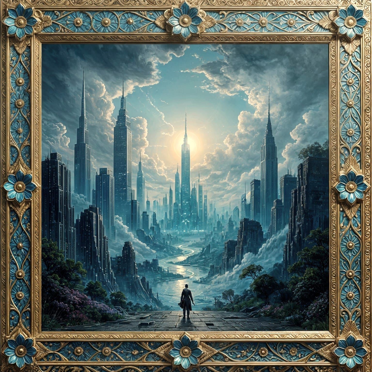 Heroic Art Painting of a Dystopian Utopia