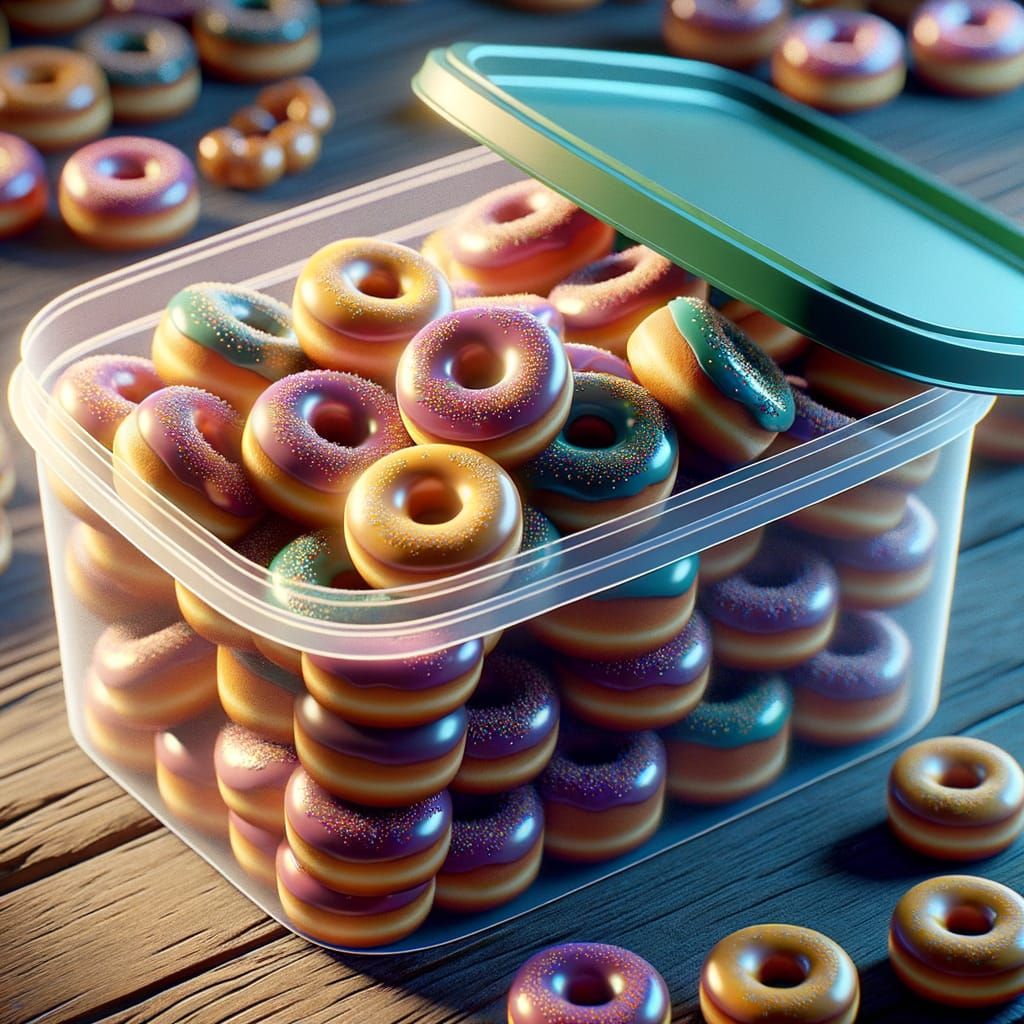 Tupperware of Donuts as Matte Painting