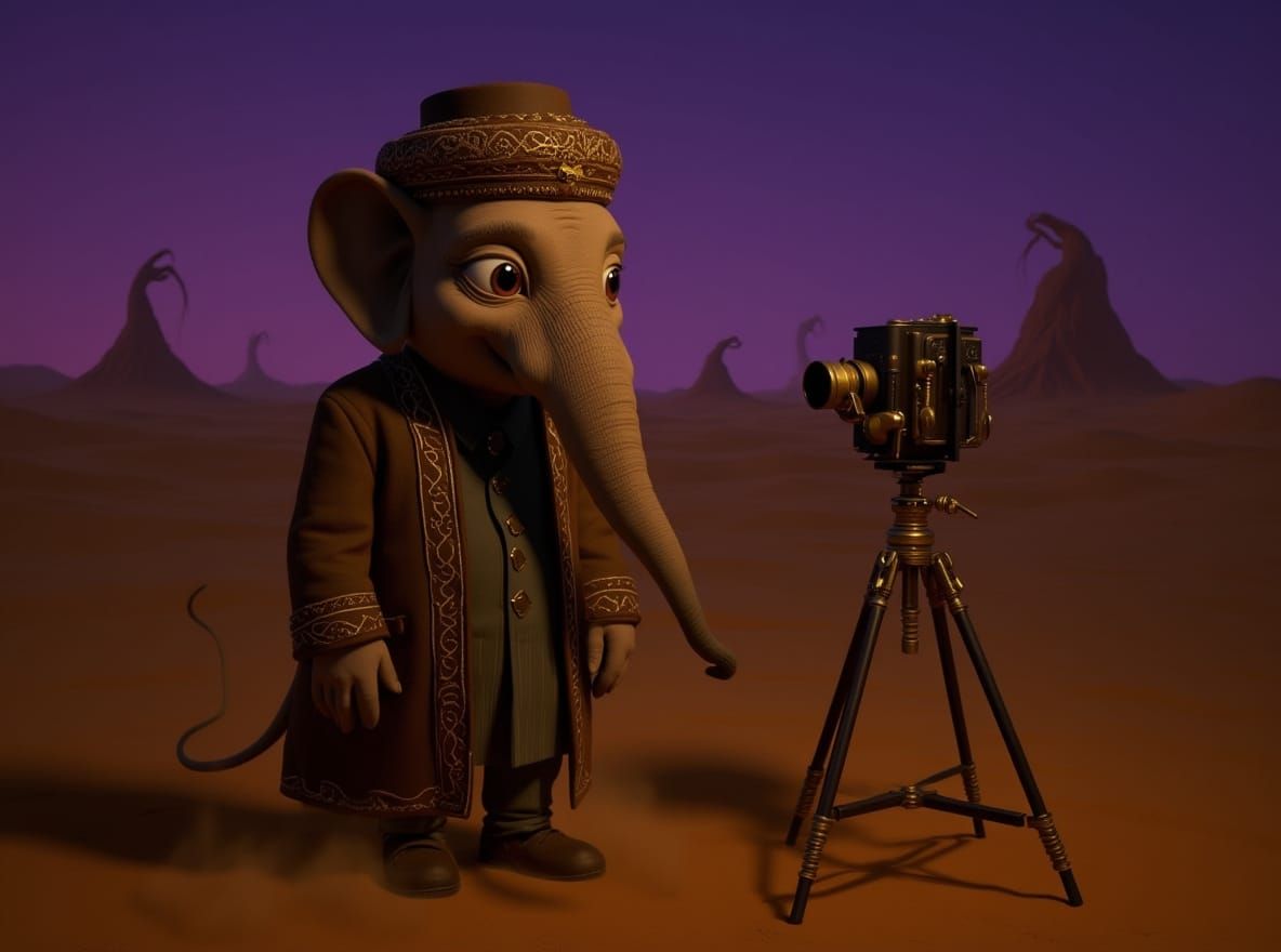 Desert Elephant Photographer Captures Twilight Horizon