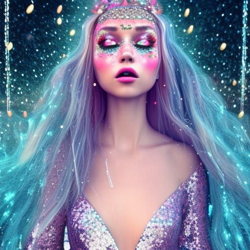 Glitter Maiden Portrait in Photorealistic 3D