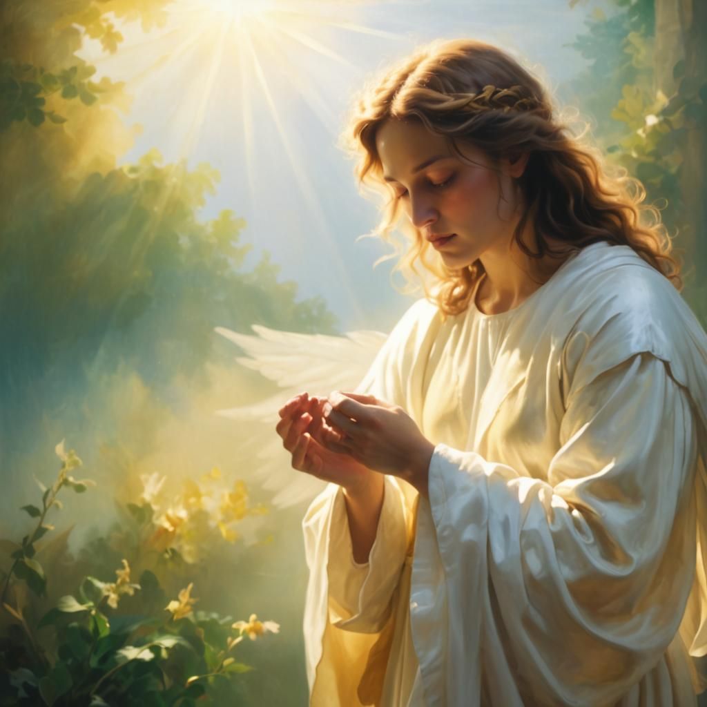 Angel Descends to Mary: Baroque Oil Painting