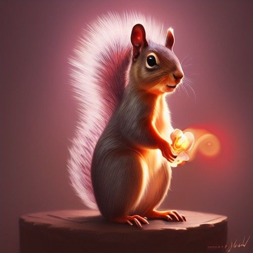 Squirrel roses, smoke, by Mandy Jurgens and Hou China, trending on Artstation, golden hour, DeviantArt, portrait, maxima...