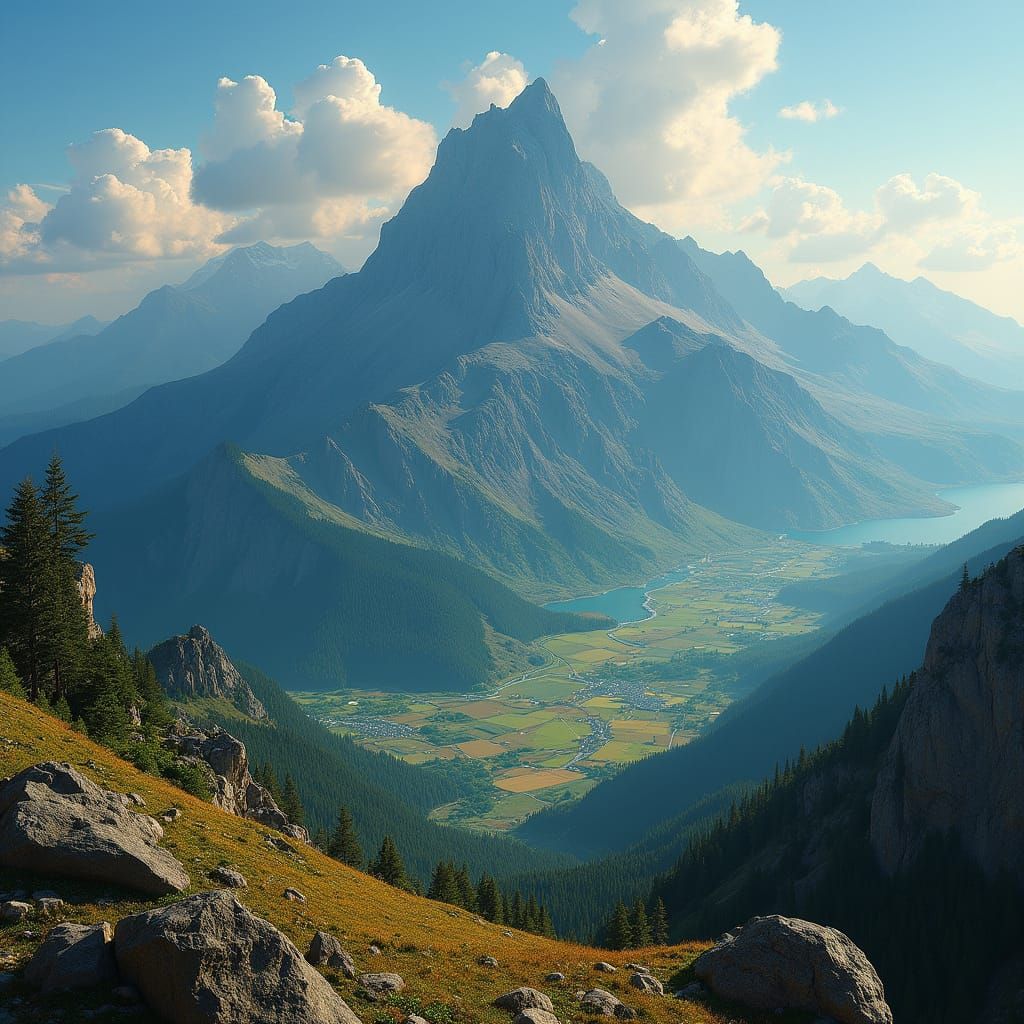 Ethereal Panorama from Majestic Mountain Summit