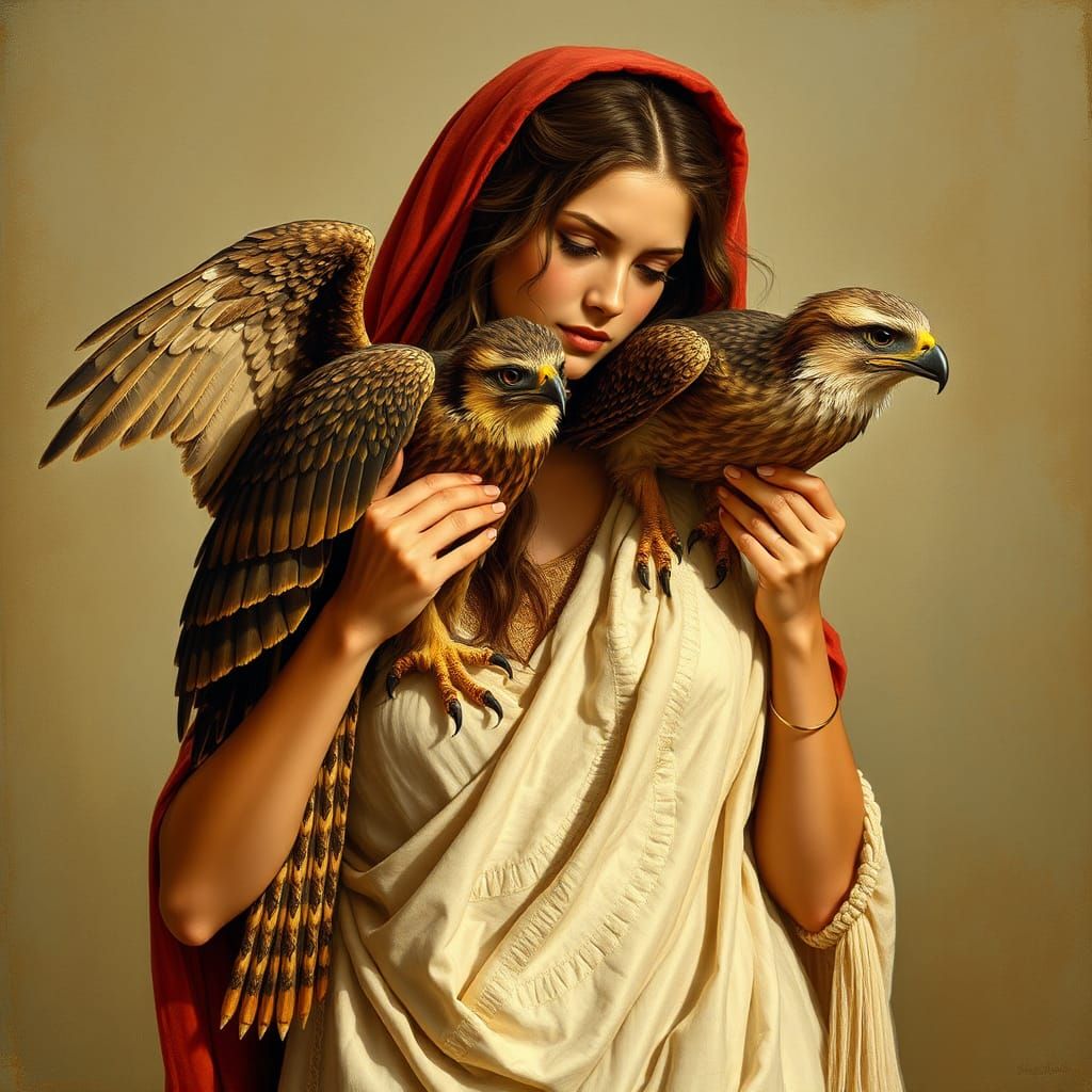 Biblical Woman Holding a Raptor