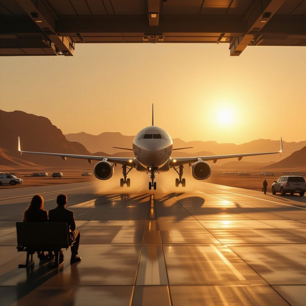 Passenger Jet Lands at Mars Colony Airport