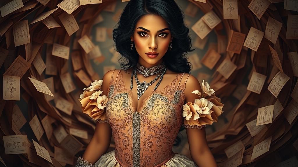 Origami Gown on Voluptuous Puerto Rican Woman