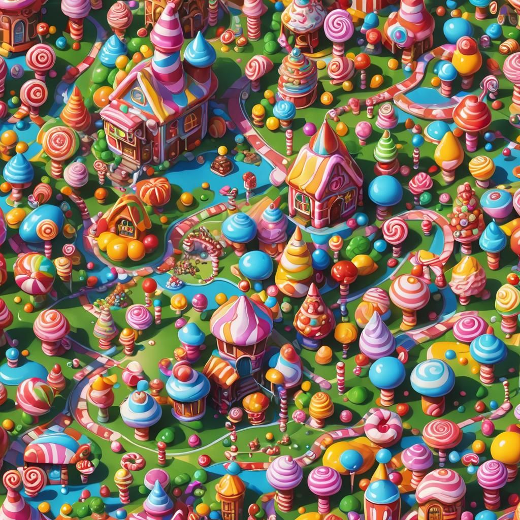 Hyperrealistic Candy Land Digital Illustration