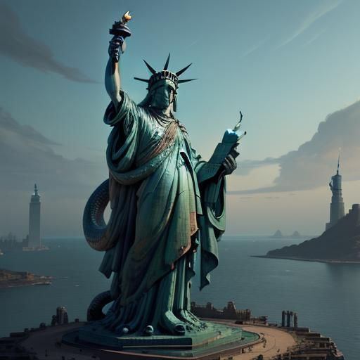 Statue of Liberty with Cobra: Detailed Matte Painting