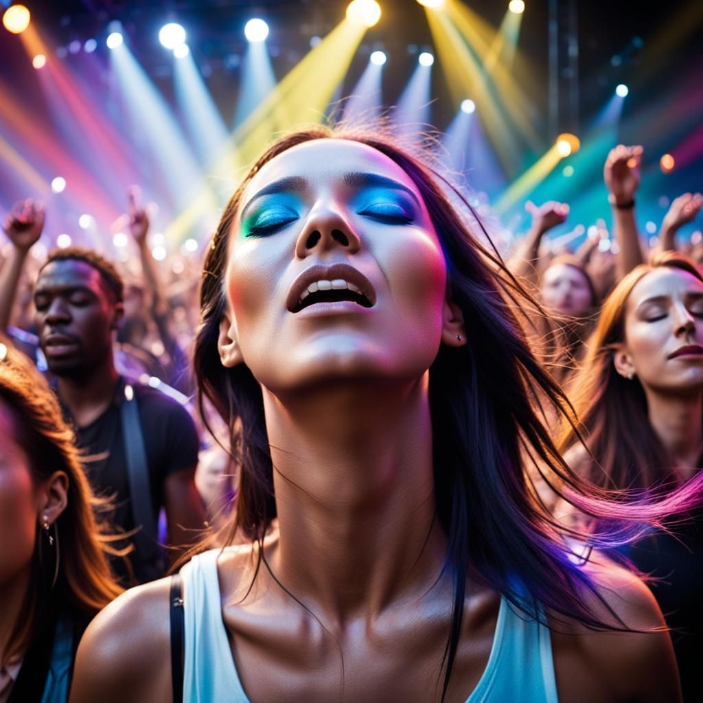 Woman Enraptured by Music at Concert