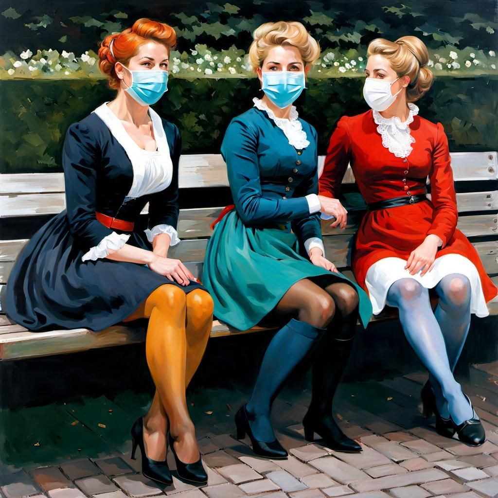 Danish Girls in Copenhagen: Oil Painting