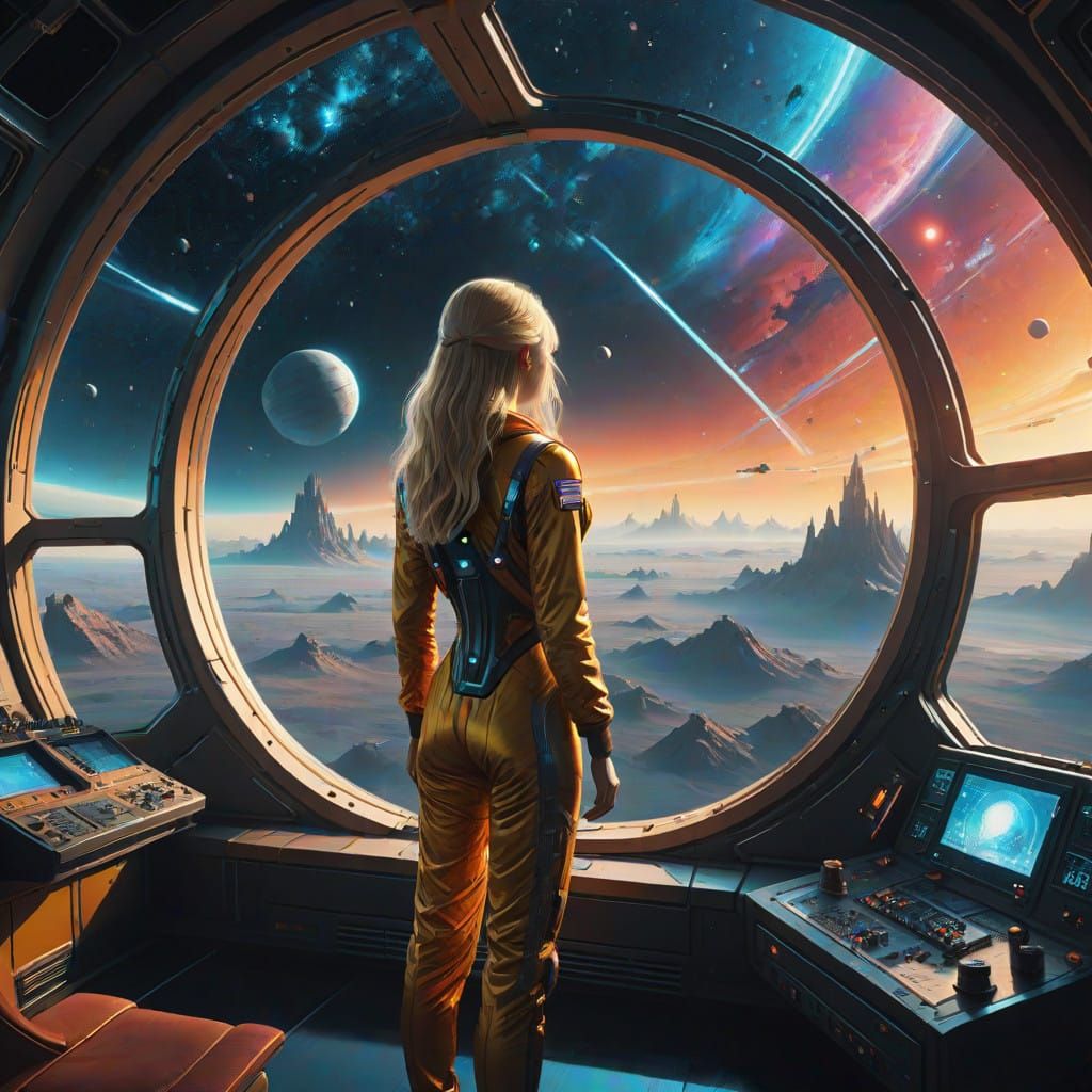 Ethereal Astronautess in Cosmic Vortex