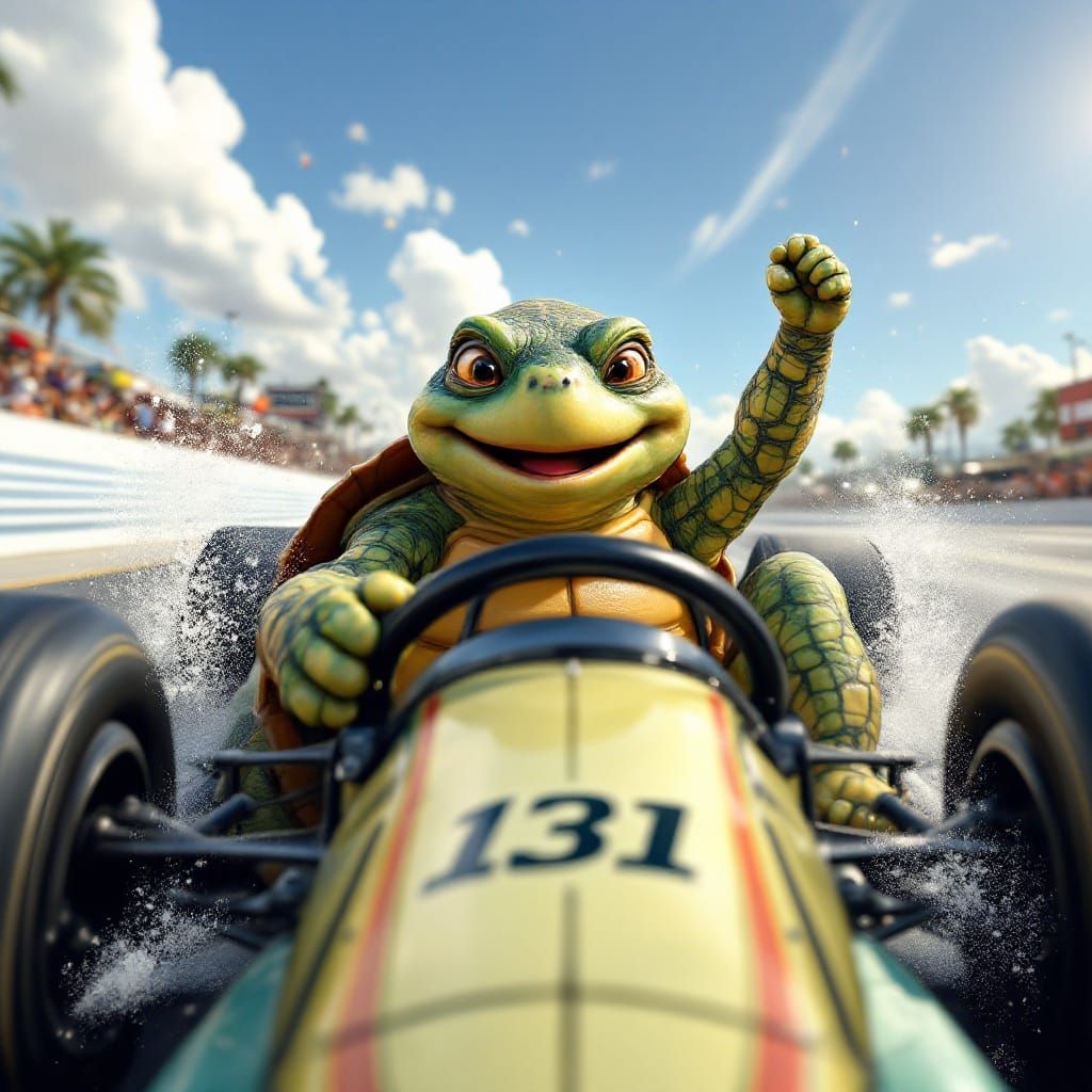 Turtle Takes Indy Victory Lap in Exhilarating Mid-Shot
