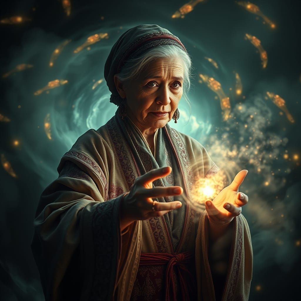 Ethereal Fantasy Magician in Ancient Ritual