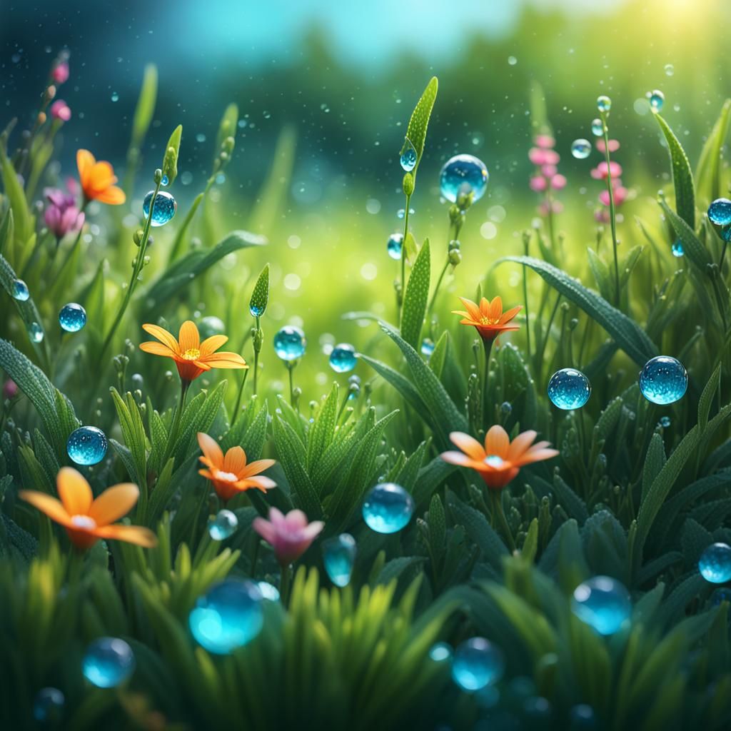 Lush Spring Meadow in Hyperrealistic Digital Art