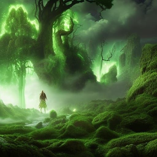 Earth Mage Conjuring Green Magic