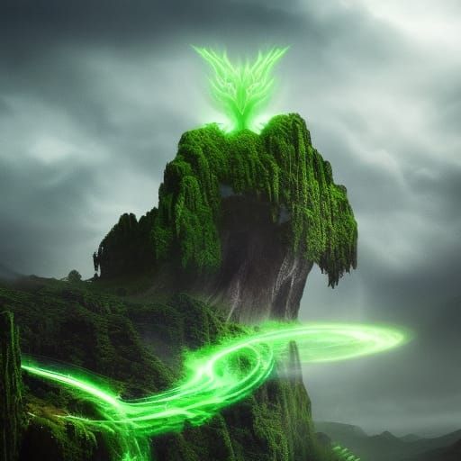 Earth Mage Conjuring Green Magic in Digital Painting