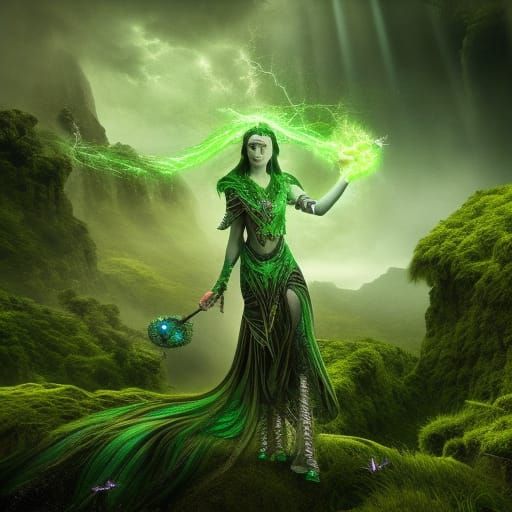 Epic Earth Mage Wielding Green Magic