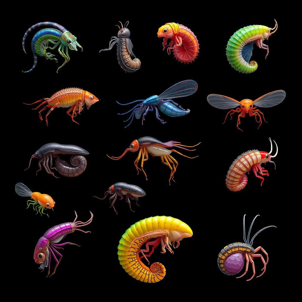 Vibrant Ctenophora Icons in 3D Render