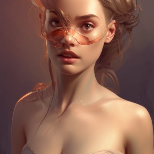 Detailed Portrait of Young Woman in Underwear