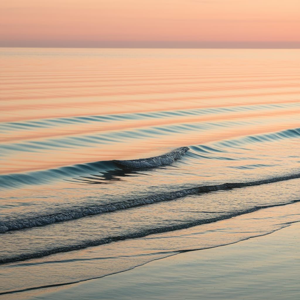 Tranquil Dawn Reflection on a Calm Sea