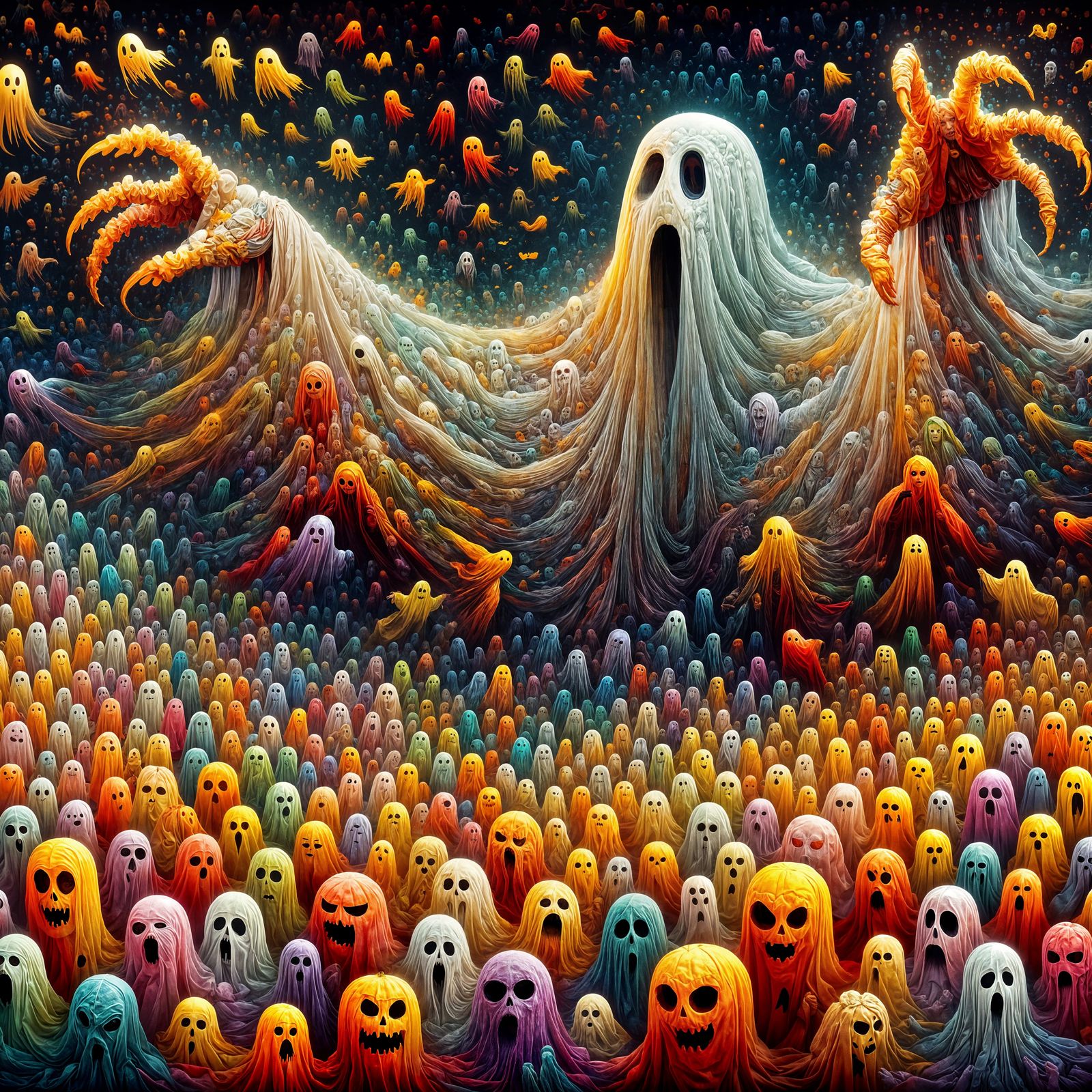 Surreal Halloween Ghosts in Oil Painting
