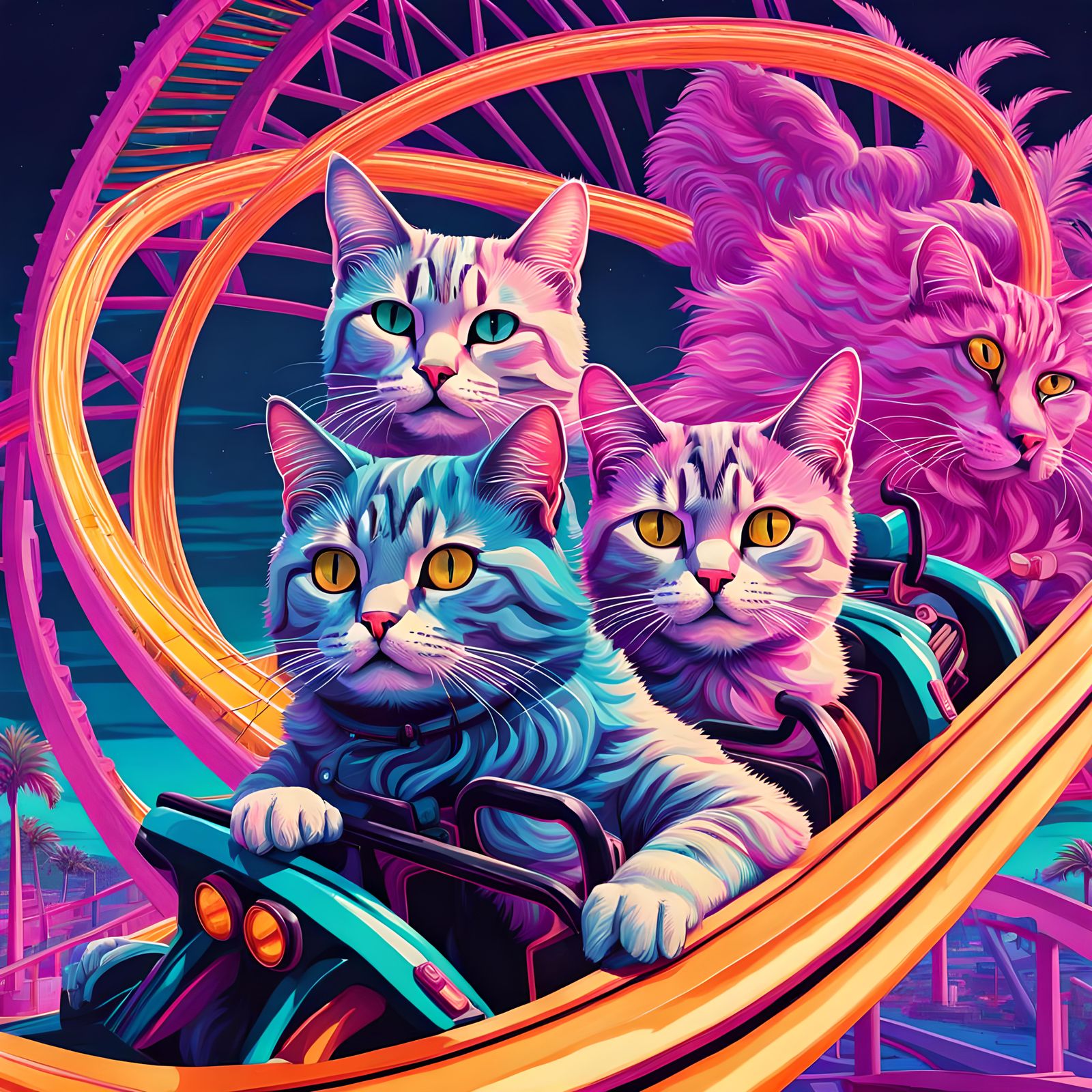 vaporwave rollercoaster: someone always gets motionsick