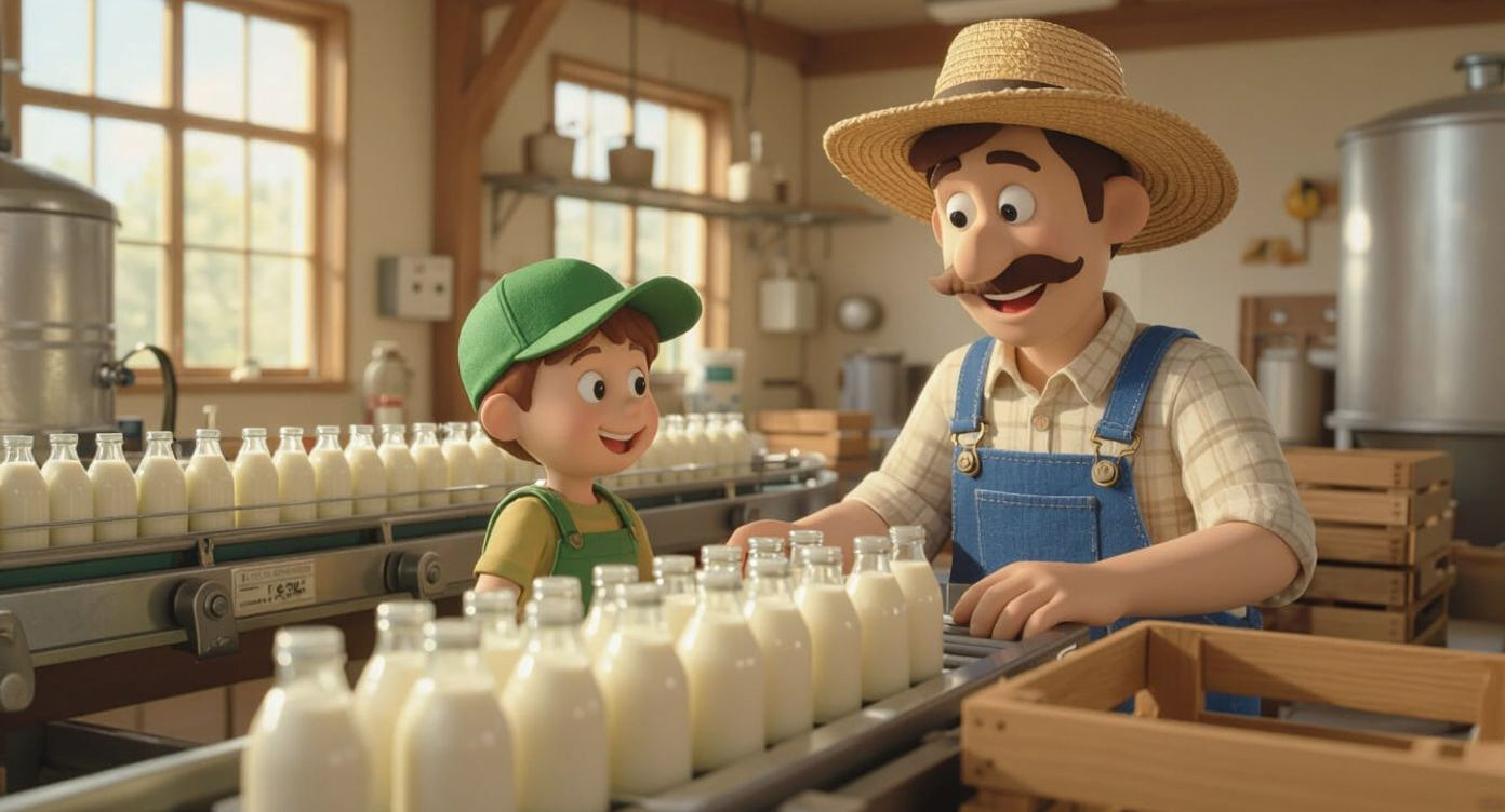 Cozy Milk Factory in Ghibli-Style Claymation