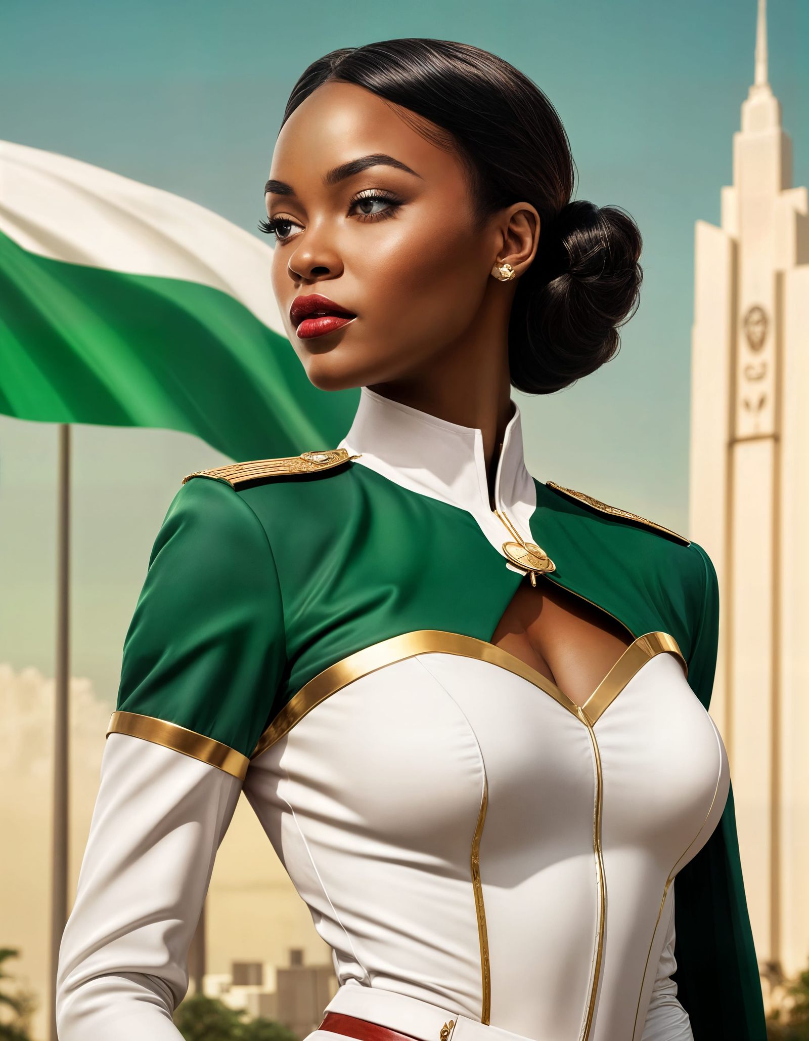 Nigerian Superheroine Embodies National Pride in Elegant Art...