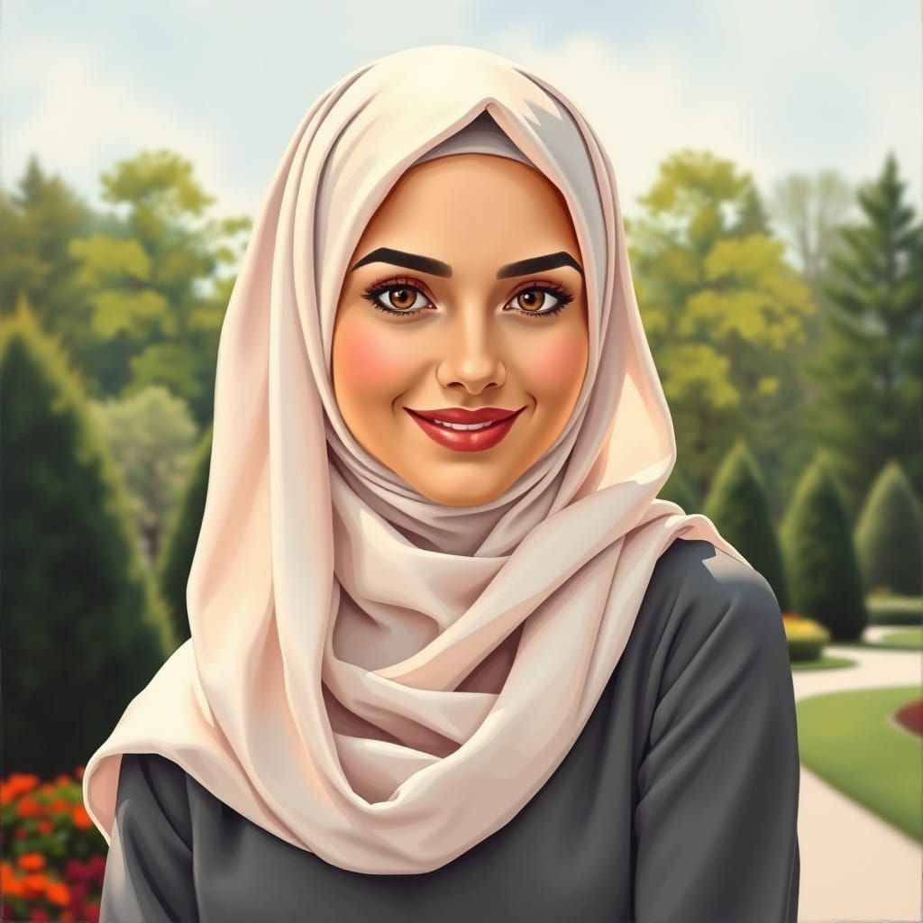 Elegant Hijabi Woman in Oil Painting Style