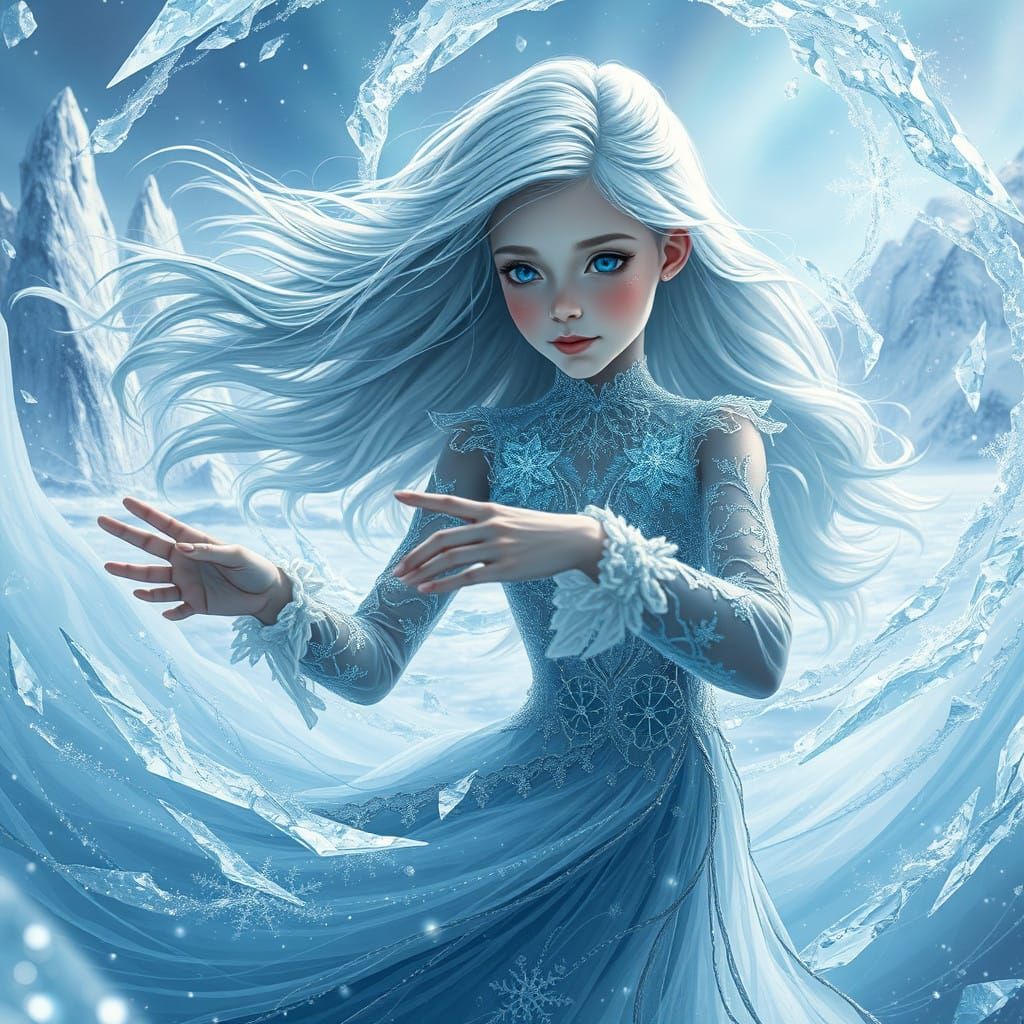 Ethereal Ice Dancer in Crystal Gown