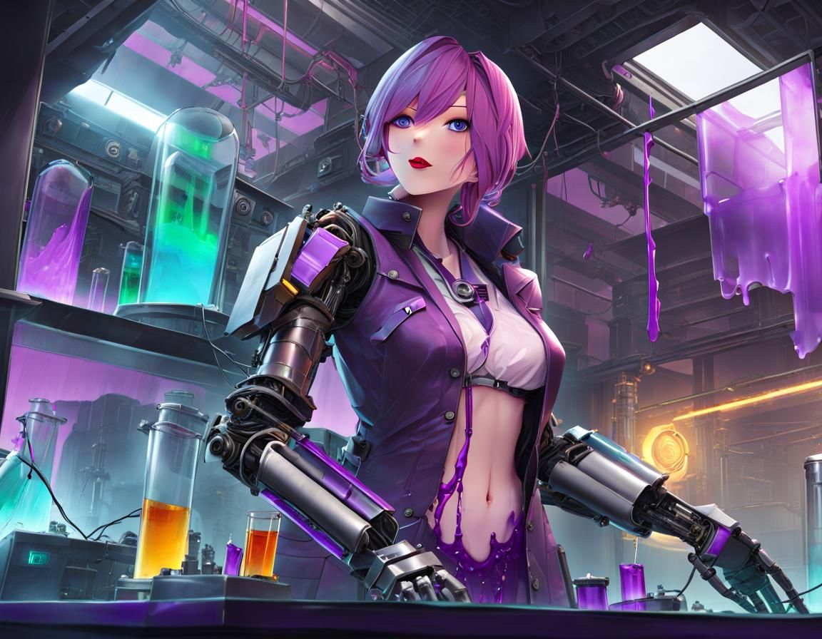 Cyberpunk Mad Scientist with Robotic Prosthetic