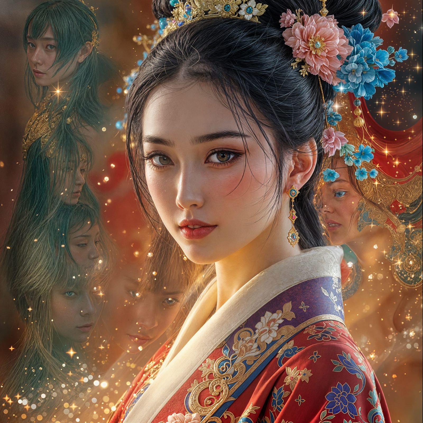 A Regal Song Dynasty Noblewoman in Vibrant Hyperrealism