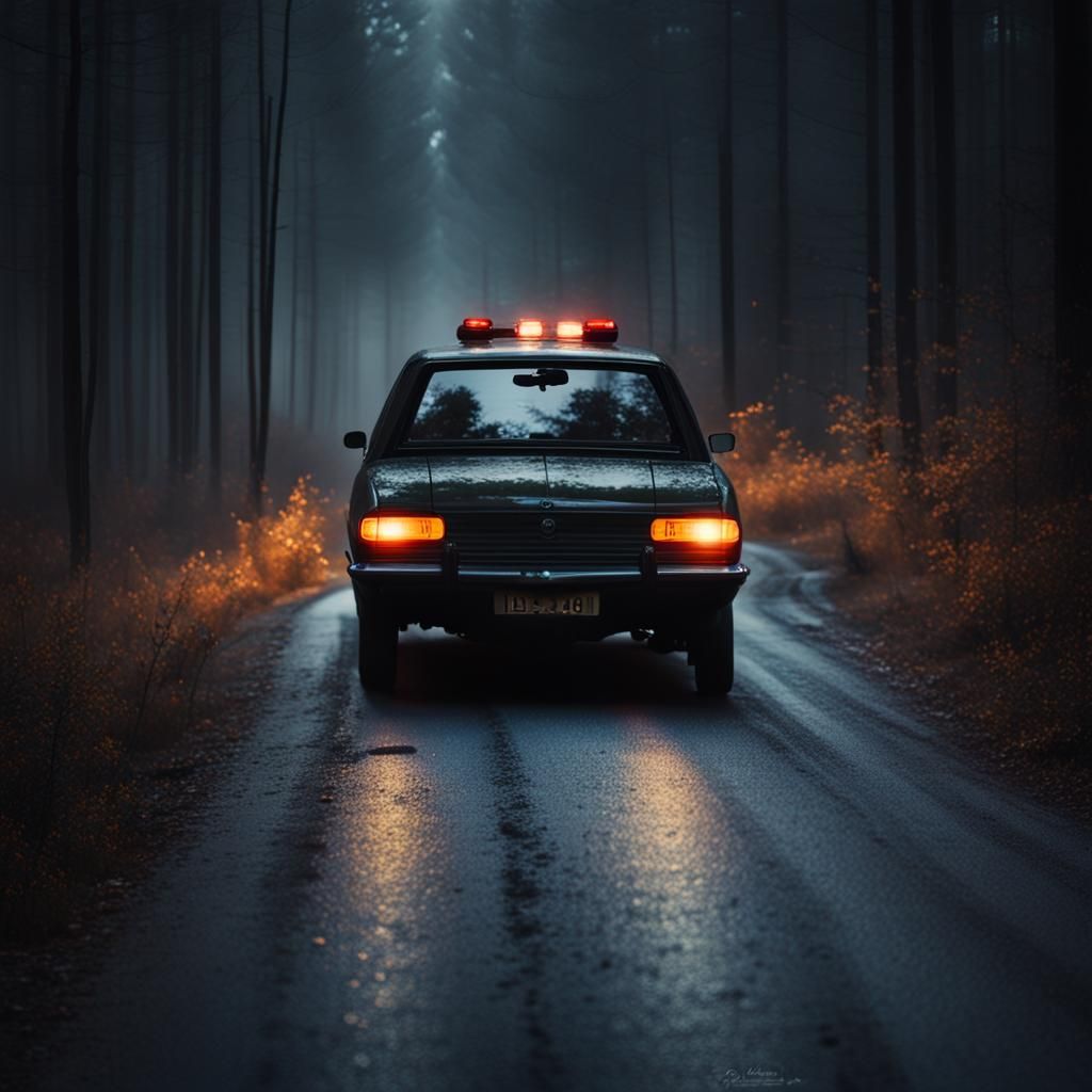 Deer Accident Car Wreck at Night: Realistic Photo