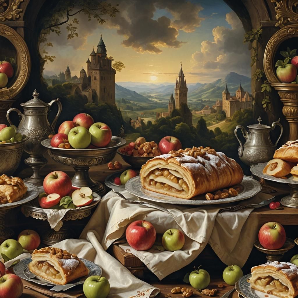 Charming Still Life of Apple Strudel