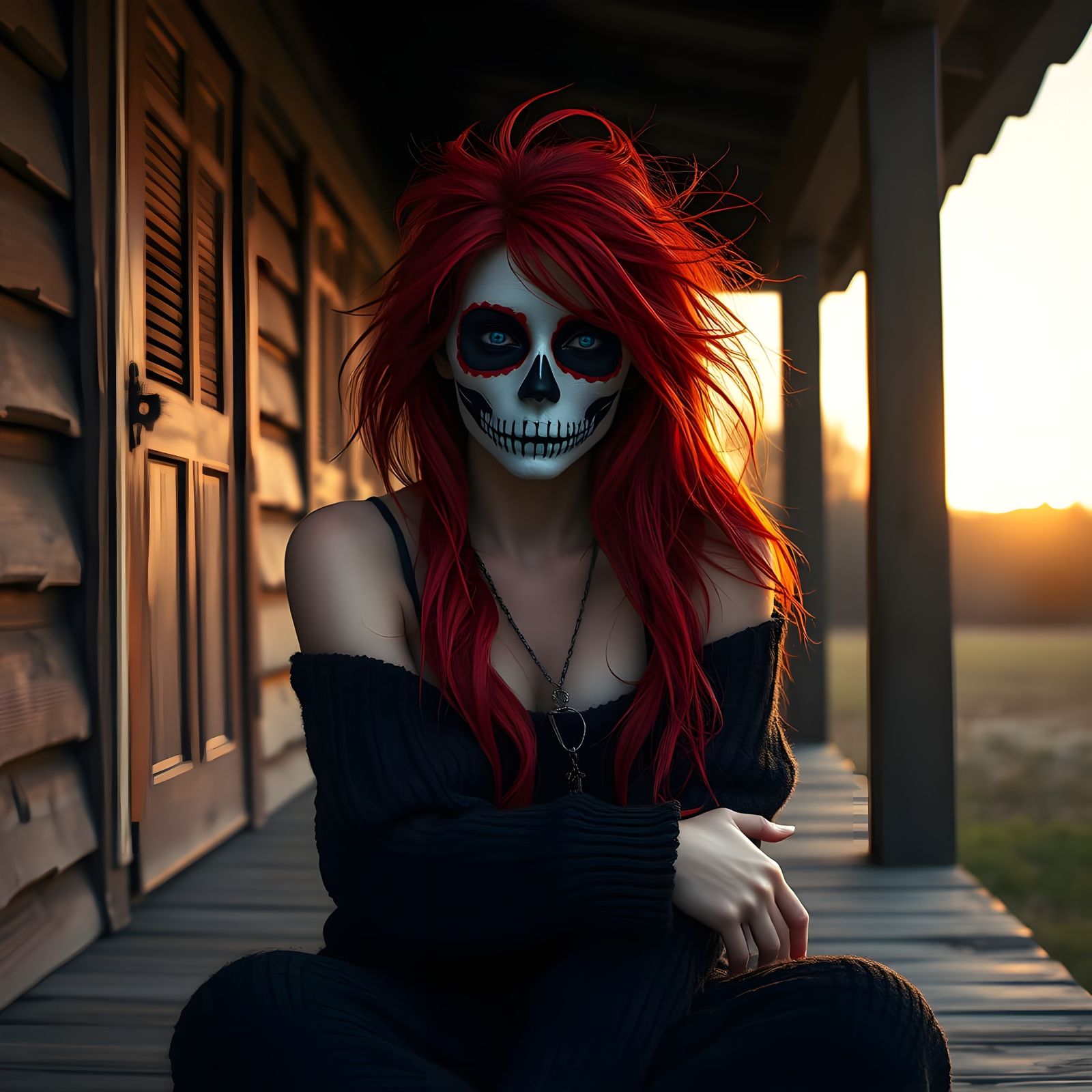 Serene Scarlet Witch: Fantasy Portrait in Deep Color