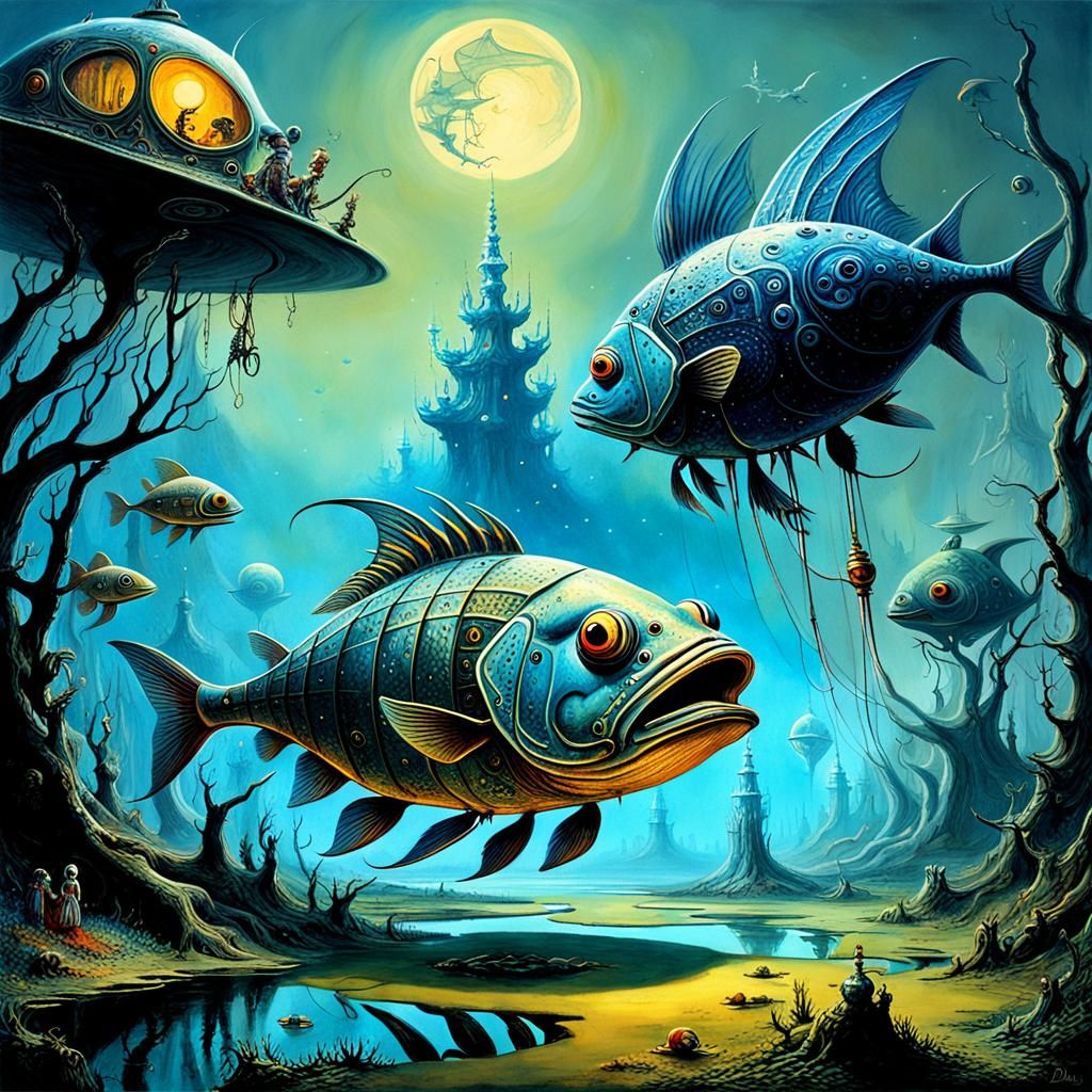 Surreal Hybrid Creature on Alien Planet